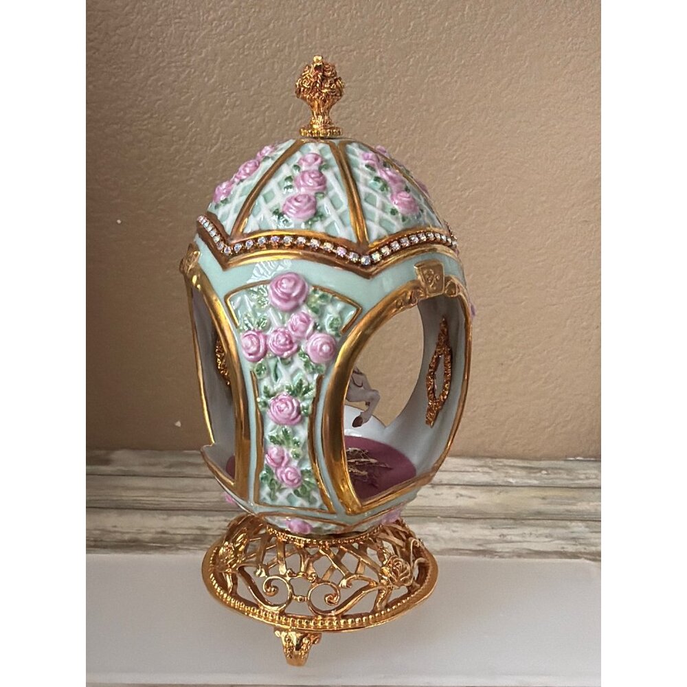 Franklin Mint House of Fabergé Carousel Horse Musical Egg  7" - No Box or COA - Picture 6 of 13